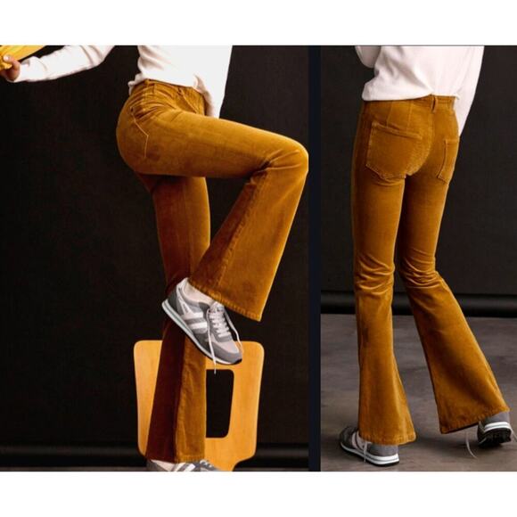 Anthropologie Pilcro Gold Icon Flare Corduroy Pants The Pullon Cords size 27 NEW - Picture 1 of 9